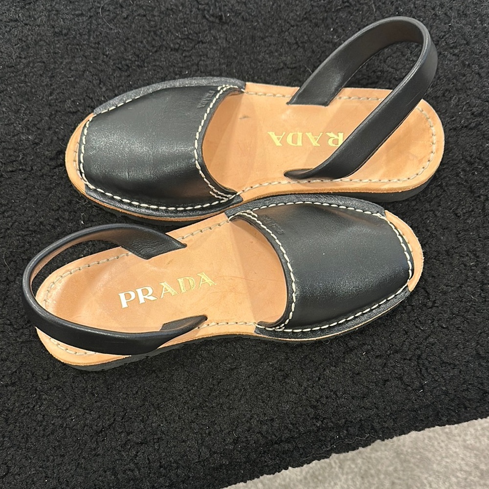 Prada Black Leather Sandals